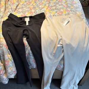 Black and Cream Ribbed Leggings